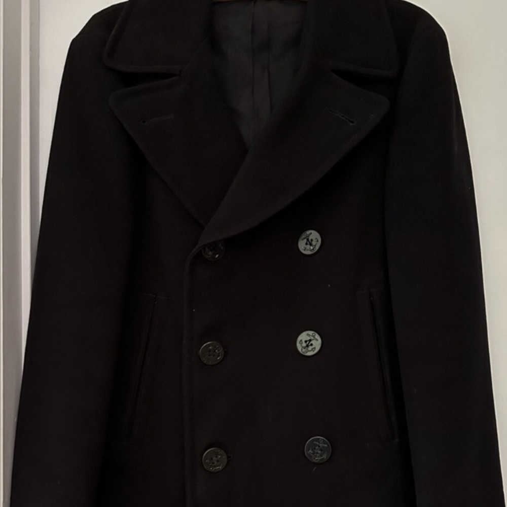 US Navy Peacoat Wool  Dark Navy Men’s Size 44R Military Vintage - Excellent